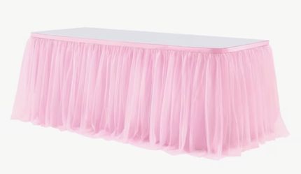 Pink tulle table skirt