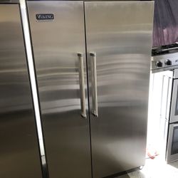 Viking 48” Stainless Steel Built In Side By Side Refrigerator 