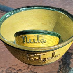 Set of 4 nesting bowls yellow and green string wrapped