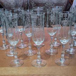 12 Clear Crystal Lenox Navarre Fostoria Champagne Flute Glasses 