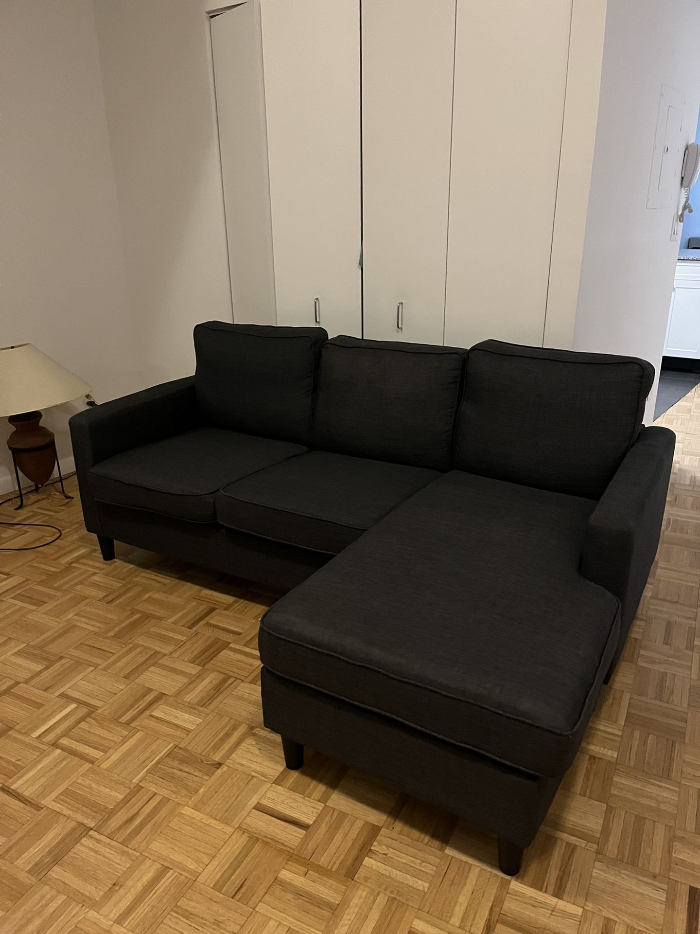 L Shaped Dark Grey Couch