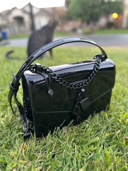 DKNY Black Patent Leather Crossbody Bag