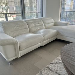 White Leather Recliner Sofa / Couch