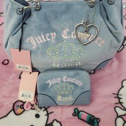 Bnwt Rare Dusty Blue Juicy Couture Kingdom Purse And Wallet 