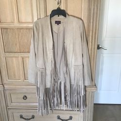 Beige Suede Fringe Jacket