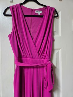 Shelby & Palmer Fuchsia Wide Leg Jumpsuit | Size Large | Belted