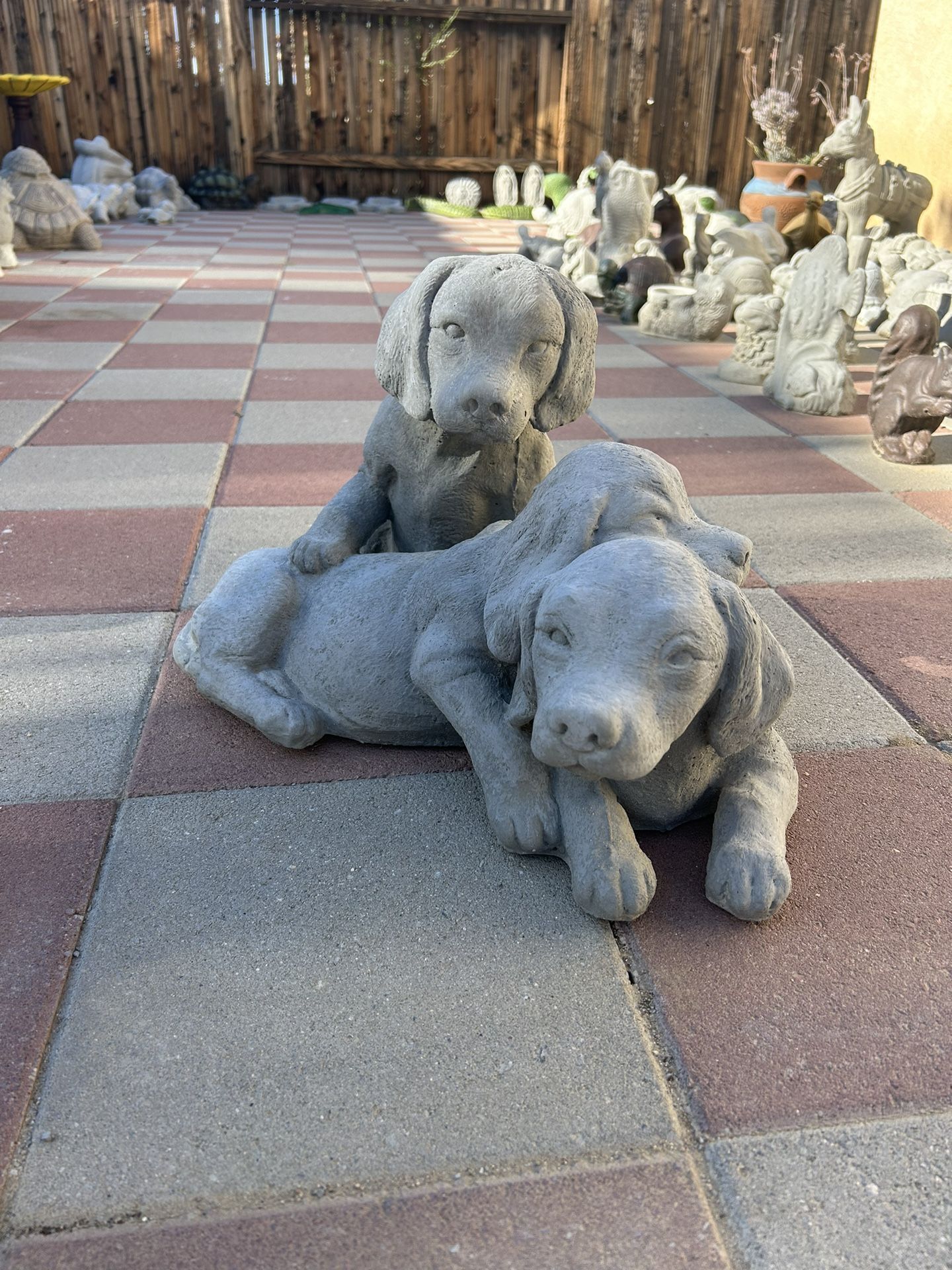 New Set Of Dogs Made Out Of Cement Perfect Gift 🎁