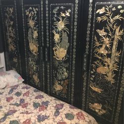 Beautiful Antique Mother Of Pearl Wardrobe Closet  