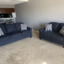 Blue Sofa And Loveseat 
