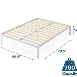 ZINUS Mia Metal Platform Bed Frame / Wood Slat Support / No Box Spring Needed / Easy Assembly, White, Queen