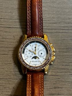 Vintage Eddie Bauer Chronograph Moon Phase Tracker Rotating Bezel Day Date Month Unisex Watch