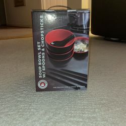 Soup Bowl Set  w/ Spoons & Chopsticks . Brand New 