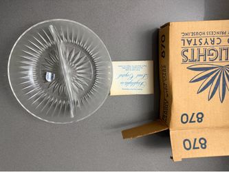 Princess House Highlights in Lead Crystal Divided Relish Serving Dish #870 with Original Box