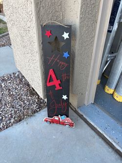 Happy 4th of July Wooden Porch Sign