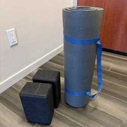Yoga mat and blocks Pilates fitness equipment workout