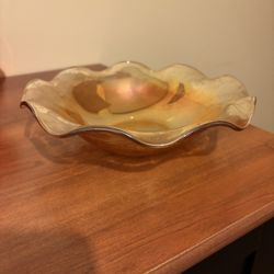 Carnival Glass Console Bowl no Chips Or Cracks