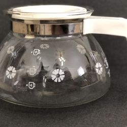 Vintage Gemco Brand Glass Coffee Carafe Pot 4-8 Cup White Flower