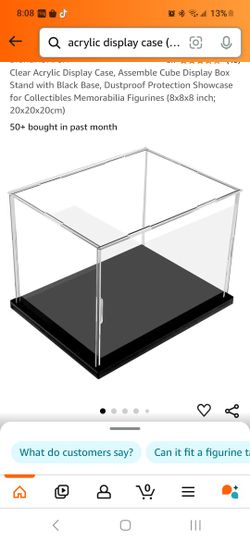 Clear Acrylic Display Case, Assemble Cube Display Box Stand with Black Base, Dustproof Protection Showcase for Collectibles Memorabilia Figurines 