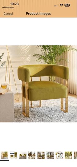 Modern Velvet Barrel Accent Chair, Comfortable Upholstered Armchair for Bedroom & Living Room, Semi-Open Back Single Sofa Chair with Gold Metal Legs, 