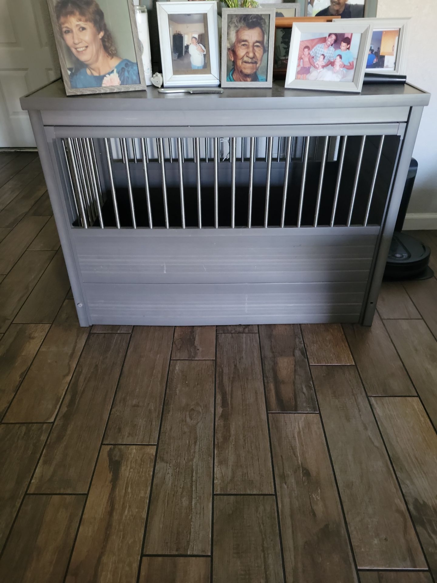 Gray wooden kennel