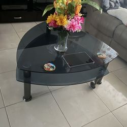 Glass two tear glass center table