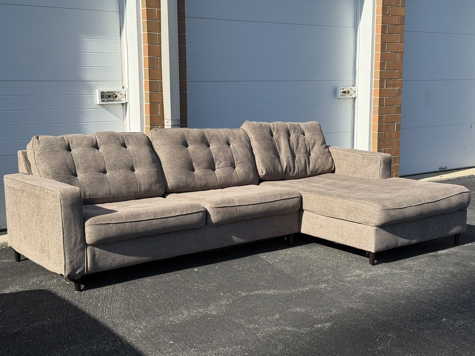 Light Brown Sectional Sofa with Chaise - Free Curbside Delivery!