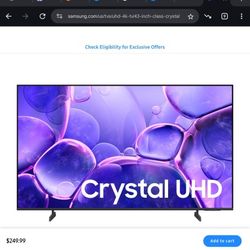 Unopened  Class Crystal UHD U8000F 4K Smart TV (2025) For Sale