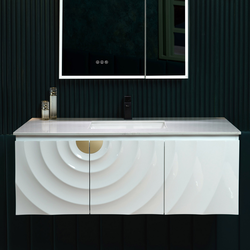 CAIRO-WH-48FW  WOODBRIDGE 48"X22" Wall Mounted Floating Bathroom Vanity in White with Single Ceramic Undermount Sink, White Engineered Stone Vanity To