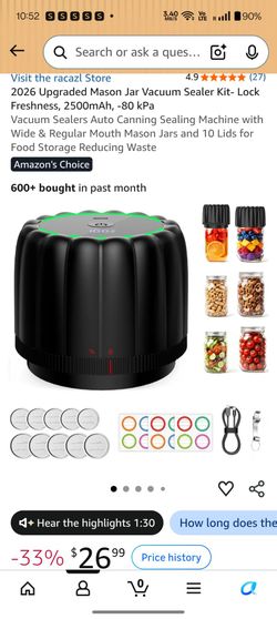 Mason Jar Vacuum Sealer Kit 2500mAh