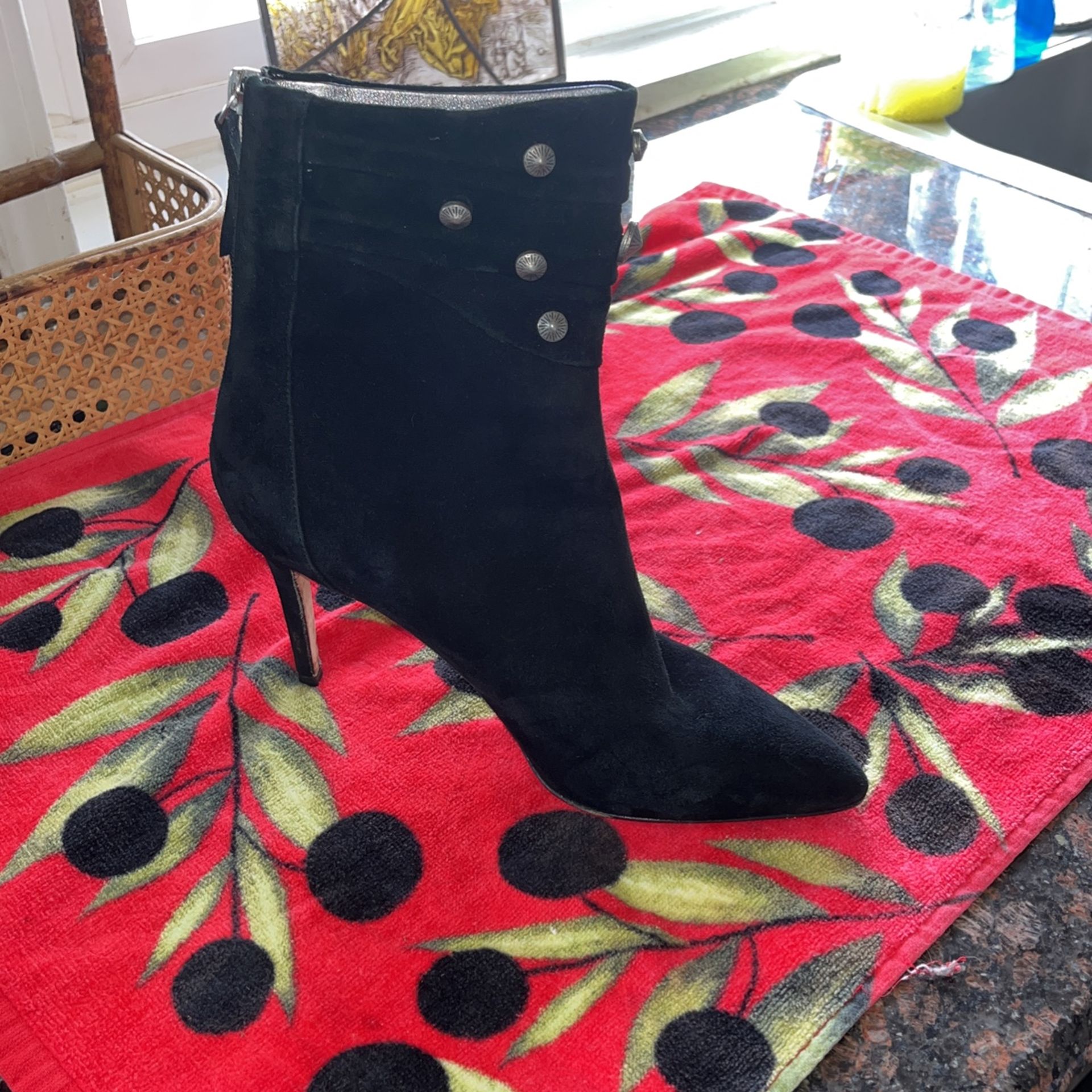 Black Suede Leather Bootie