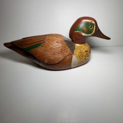 Vintage Hand Carved Wooden Duck Decoy Mallard Style Decorative Figurine