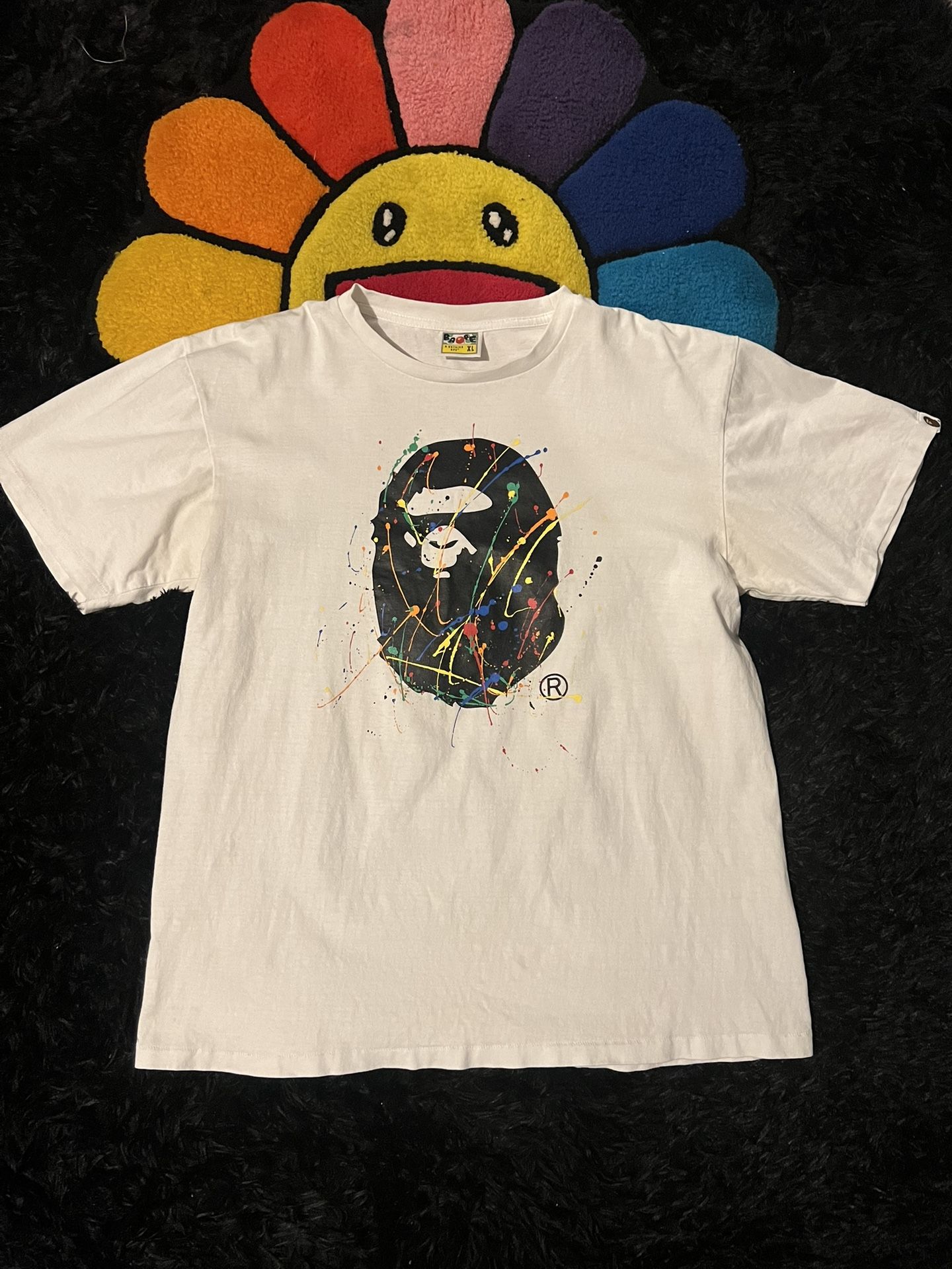 pain splattered white bape tee