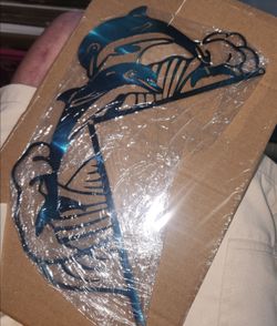 DOLPHIN Metal Door Frame Decoration, Iron Crafted Artwork, DOUBLE SIDED