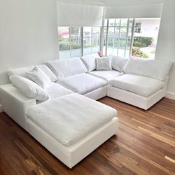 New White Sectional Cloud Couch Sofa 