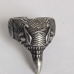 MENS SILVER TONE VINTAGE RING SIZE 10.5 