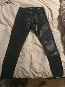 Black wax purple jeans