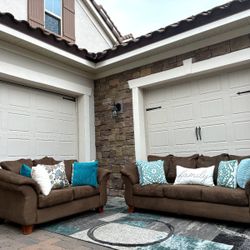 Brown Couch and Loveseat Set 