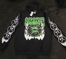 Sad Boys Black Graphic Hoodie size L