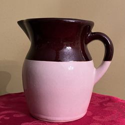 Vintage Roseville Pottery R.R.P. Co. USA Brown & Beige Pitcher Jug 6" No Marking
