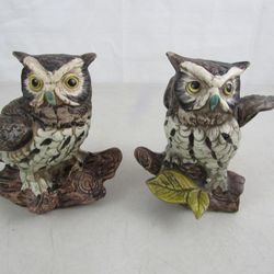 Vintage Norleans Porcelain Owl Figurines- Made In Japan

