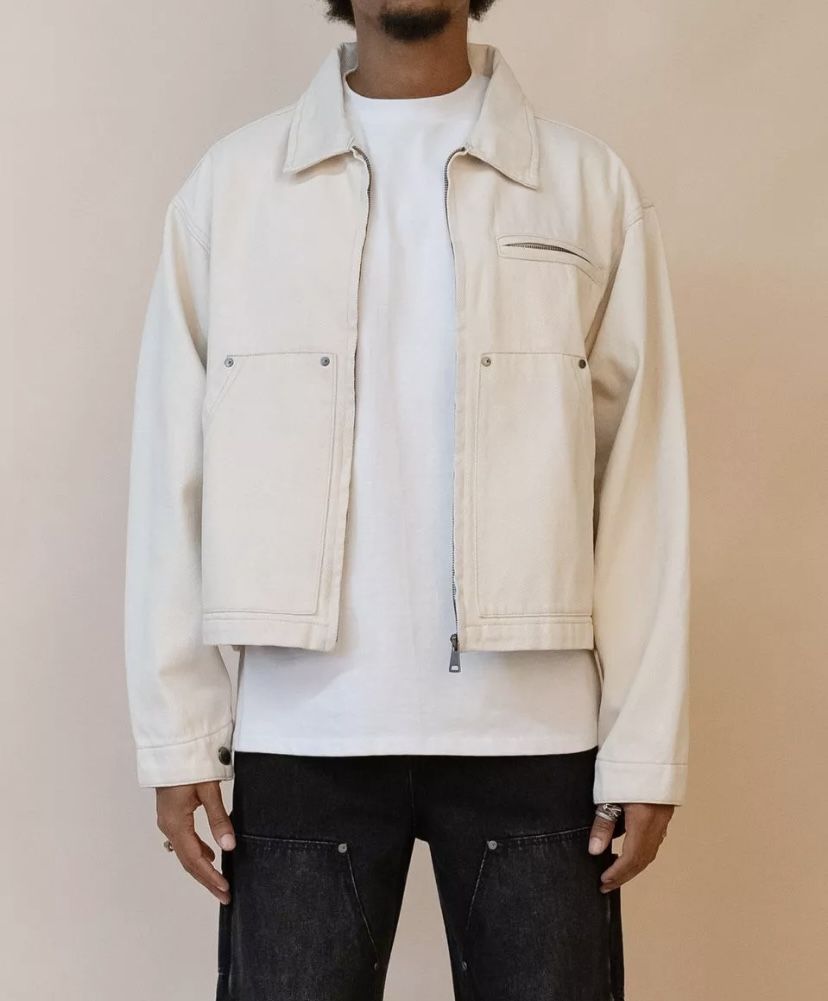 Men’s Cream Off White Jean Jacket Large