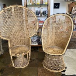 Vintage Rattan Cobra Peacock Chair 