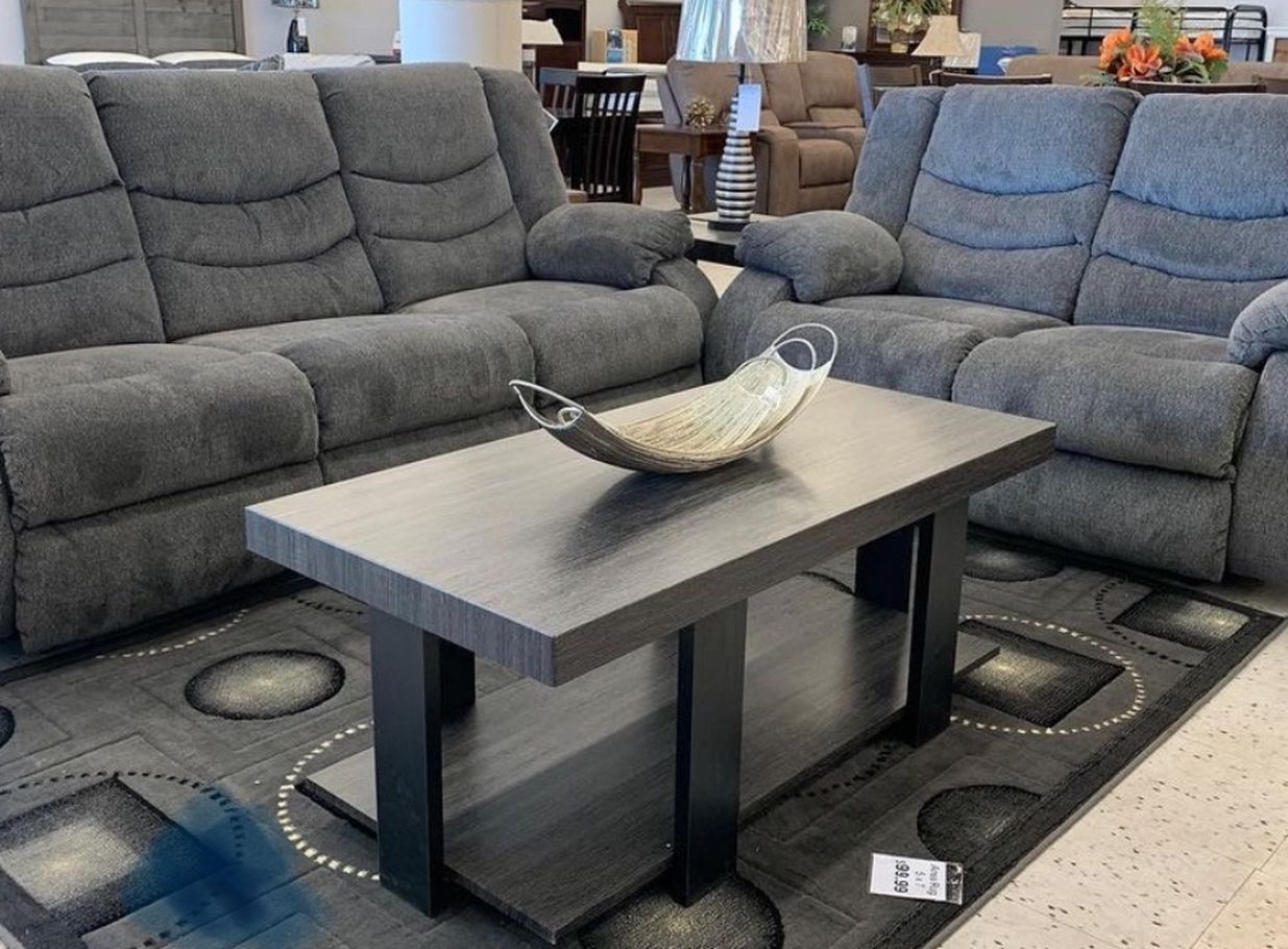 Tulen Gray Reclining Living Room Set (SOFA and LOVESEAT