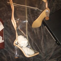 Clear High Heel Thigh High BOOTS