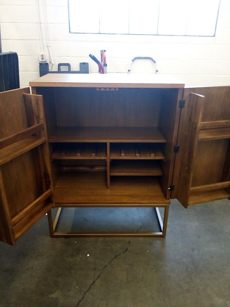 Caspian Vintage Acorn And Gold Metal Bar Cabinet