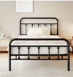 Black metal bed frame