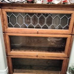 Lawyers Bookshelves Oak Three Tiers Is $500 For Tiers Is $700 Perfect Glass Doors Open And Slide Up Antiques