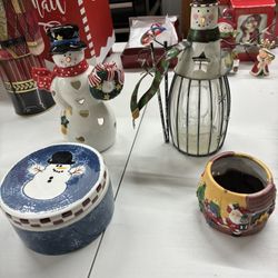Christmas Candle Holders & Candy Dish 