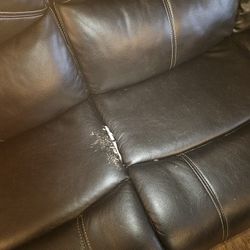 Leather Double End Recliner Couch