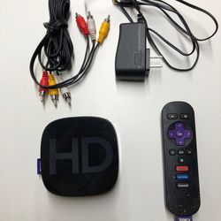 Roku HD Media Streamer 2500x  Black with power and audio/video cords 